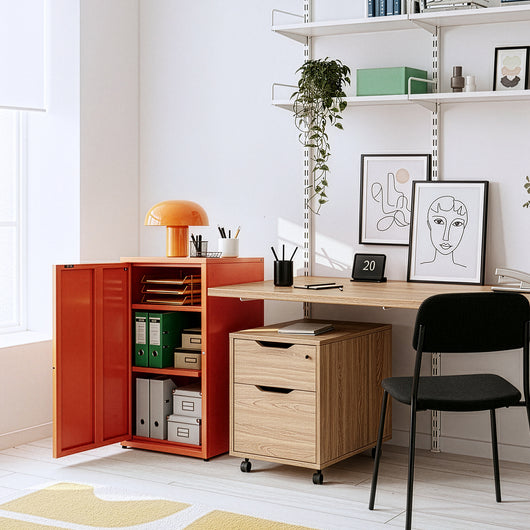 Armadio a Colonna Burlöv in Metallo Mobile per Archivio 88 x 40 x 35 cm Rosso Mattone [en.casa]