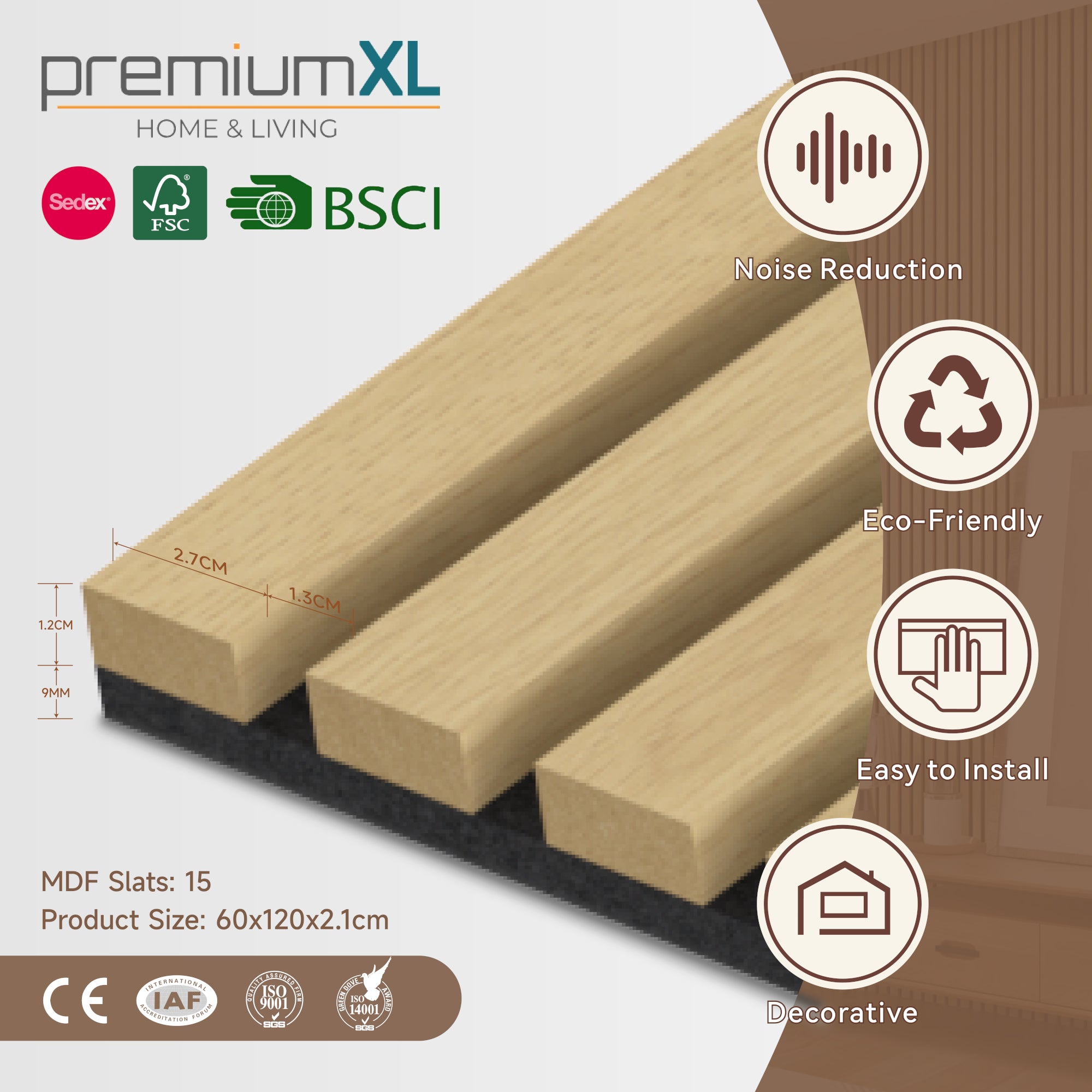 Set Vang di 16 Pannelli Fonoassorbenti Decorativi - Rovere NEU.HOLZ