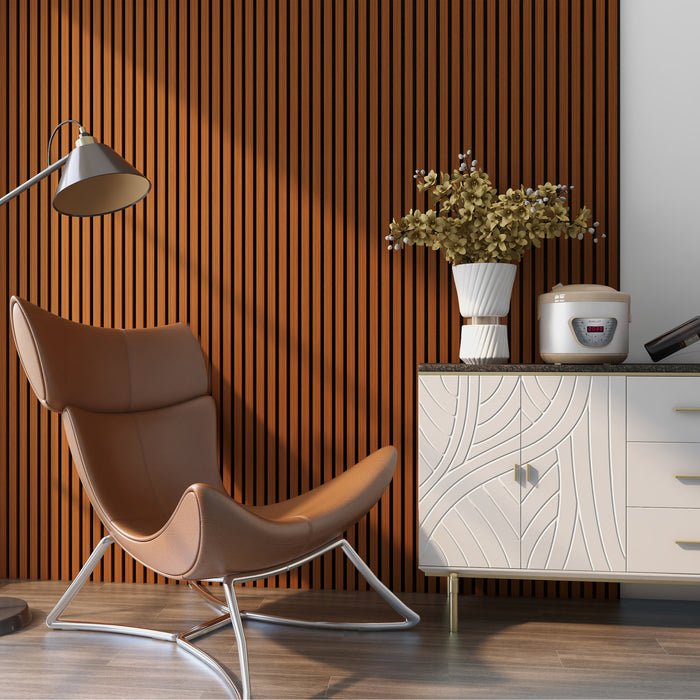 Set Vang di 4 Pannelli Fonoassorbenti Decorativi - Teak NEU.HOLZ