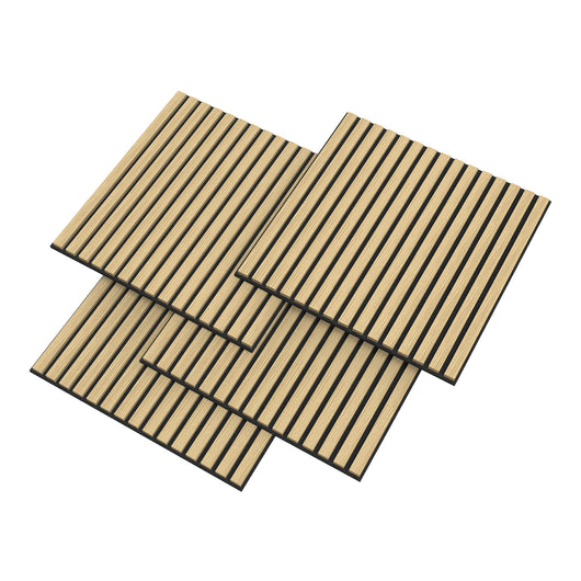 Set Vang di 4 Pannelli Murali 3D Fonoassorbenti 60x60 cm a Listelli Dritti Copertura 1,44 m² - Effetto Rovere NEU.HOLZ