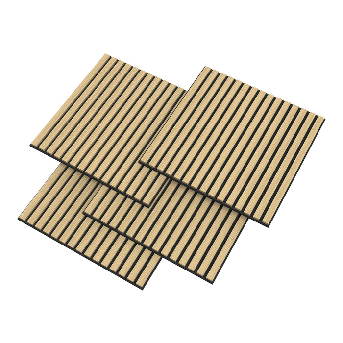 Set Vang di 8 Pannelli Murali 3D Fonoassorbenti 60x60 cm a Listelli Dritti Copertura 2,88 m² - Effetto Rovere NEU.HOLZ