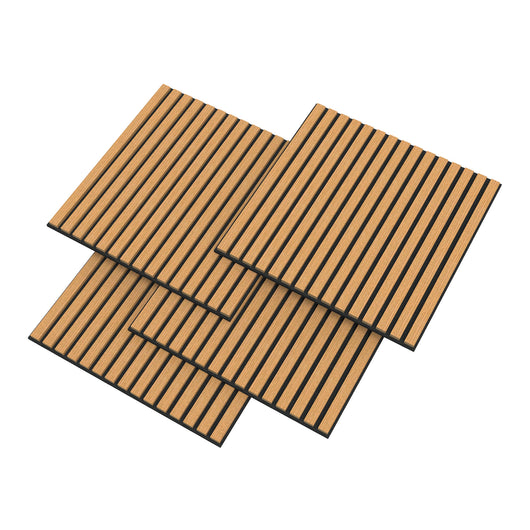 Set Vang di 12 Pannelli Murali 3D Fonoassorbenti 60x60 cm a Listelli Dritti Copertura 4,32 m² - Effetto Rovere Scuro