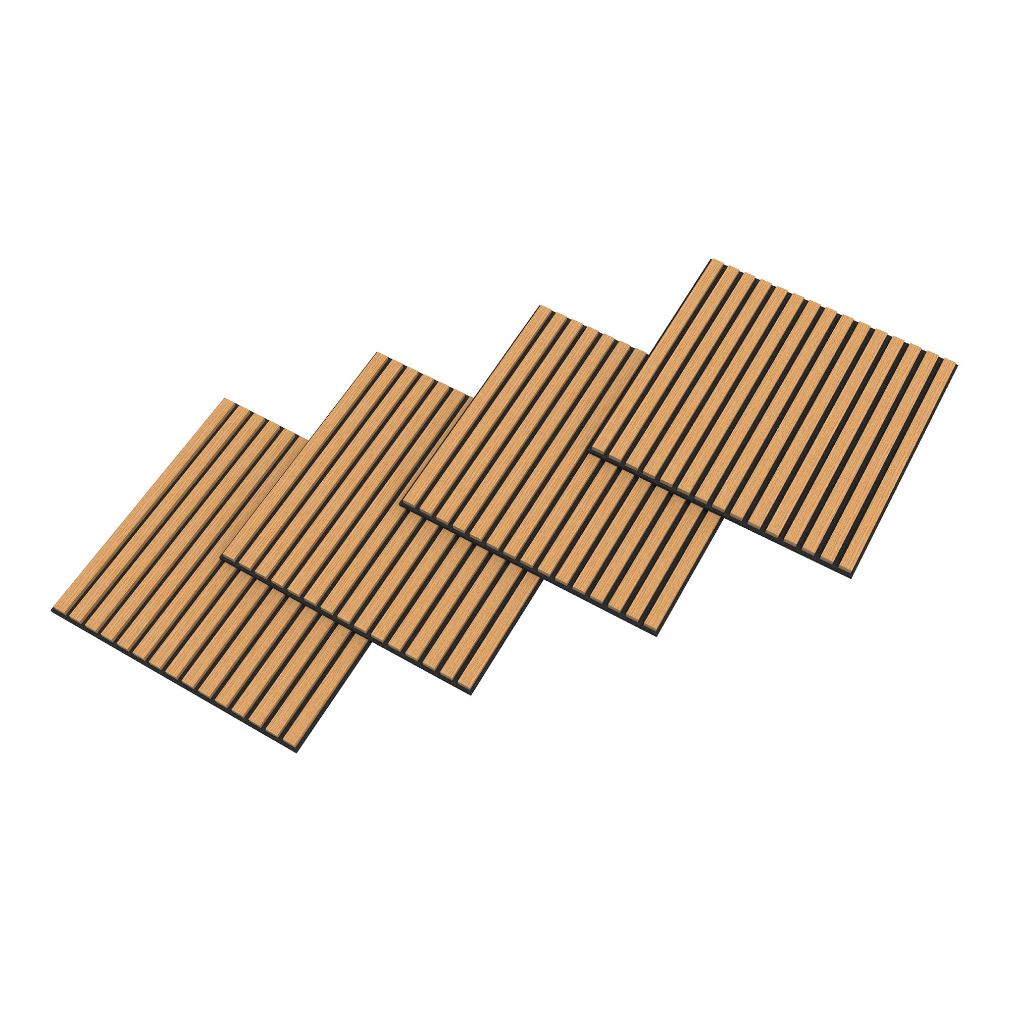 Set Vang di 8 Pannelli Murali 3D Fonoassorbenti 60x60 cm a Listelli Dritti Copertura 2,88 m² - Effetto Rovere Scuro