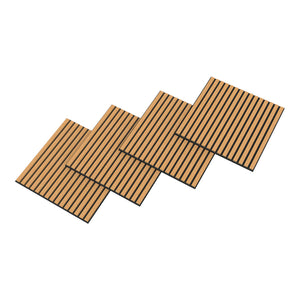 Set Vang di 4 Pannelli Murali 3D Fonoassorbenti 60x60 cm a Listelli Dritti Copertura 1,44 m² - Effetto Rovere Scuro
