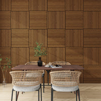 Set Vang di 12 Pannelli Murali 3D Fonoassorbenti 60x60 cm a Listelli Dritti Copertura 4,32 m² - Effetto Legno Teak