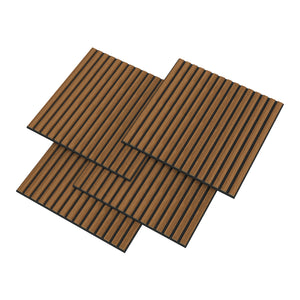 Set Vang di 4 Pannelli Murali 3D Fonoassorbenti 60x60 cm a Listelli Dritti Copertura 1,44 m² - Effetto Legno Teak