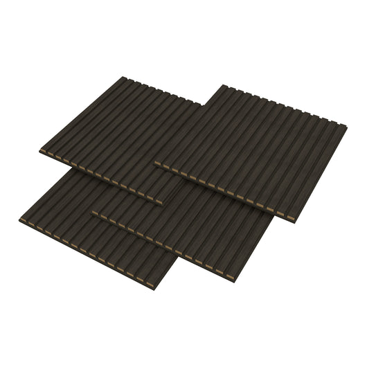 Set Vang di 12 Pannelli Murali 3D Fonoassorbenti 60x60 cm a Listelli Dritti Copertura 4,32 m² - Effetto Rovere Grigio