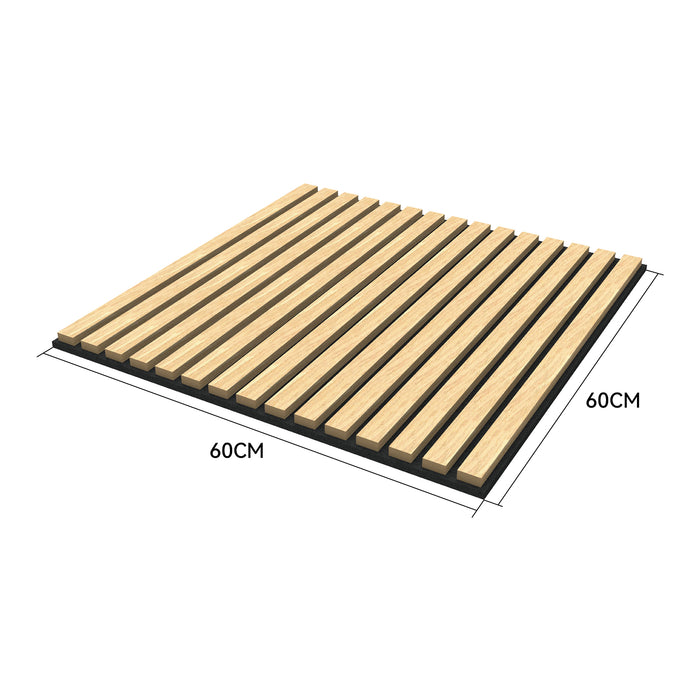 Set Vang di 12 Pannelli Murali 3D Fonoassorbenti 60x60 cm a Listelli Dritti Copertura 4,32 m² - Effetto Rovere Chiaro