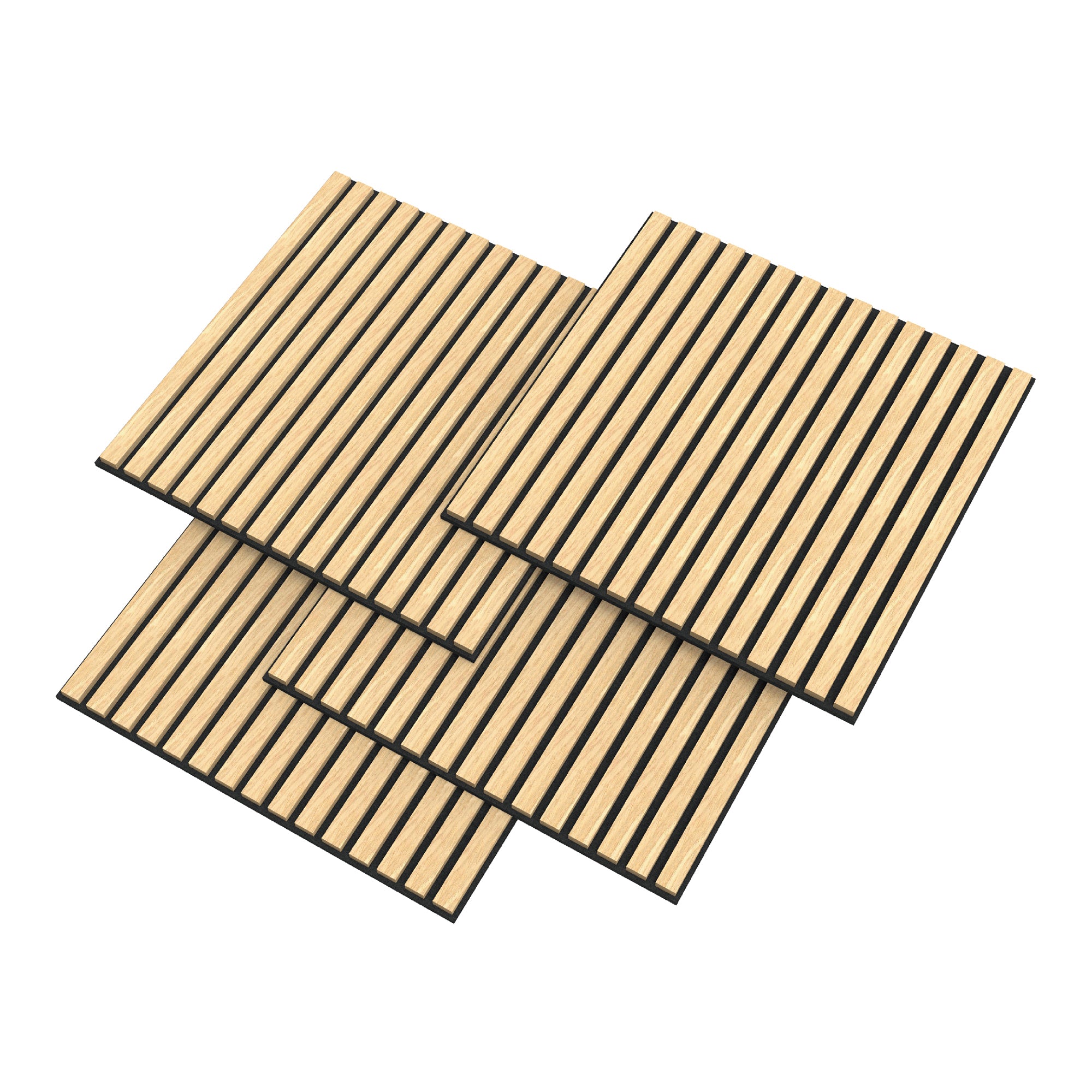 Set Vang di 16 Pannelli Murali 3D Fonoassorbenti 60x60 cm a Listelli Dritti Copertura 5,76 m² - Effetto Rovere Chiaro