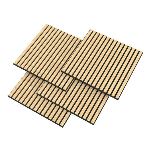 Set Vang di 16 Pannelli Murali 3D Fonoassorbenti 60x60 cm a Listelli Dritti Copertura 5,76 m² - Effetto Rovere Chiaro