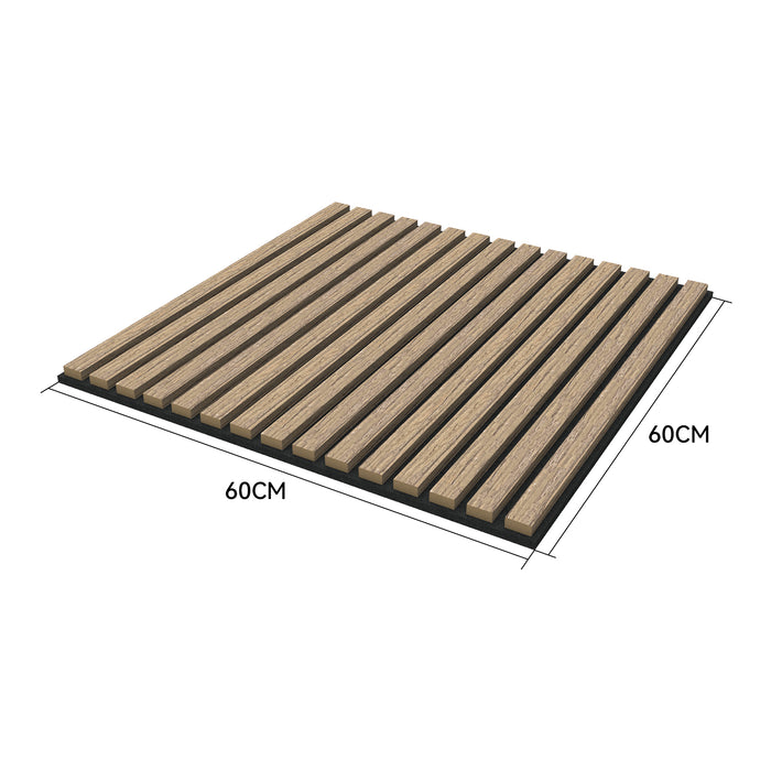 Set Vang di 4 Pannelli Murali 3D Fonoassorbenti 60x60 cm a Listelli Dritti Copertura 1,44 m² - Effetto Noce Chiaro
