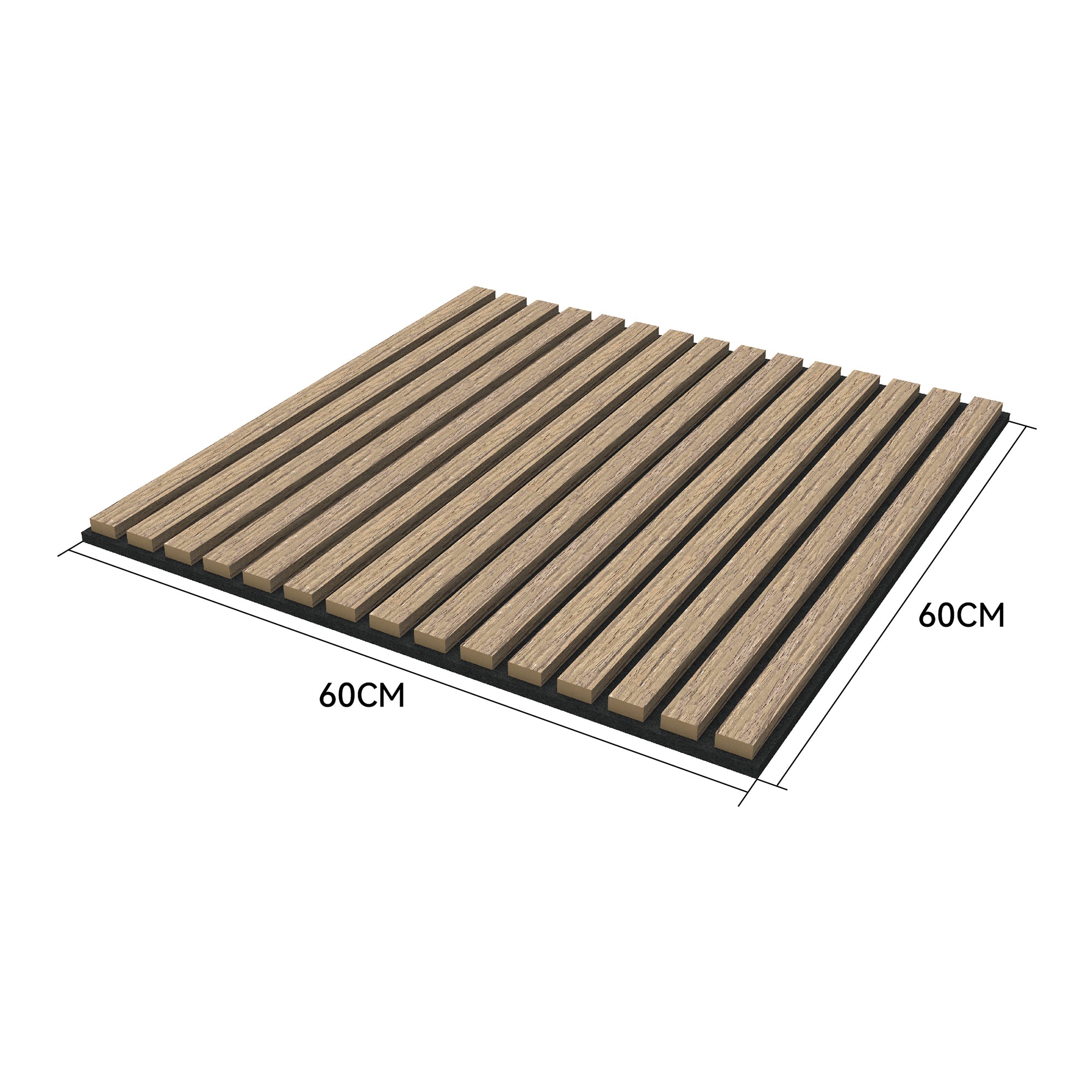 Set Vang di 12 Pannelli Murali 3D Fonoassorbenti 60x60 cm a Listelli Dritti Copertura 4,32 m² - Effetto Noce Chiaro