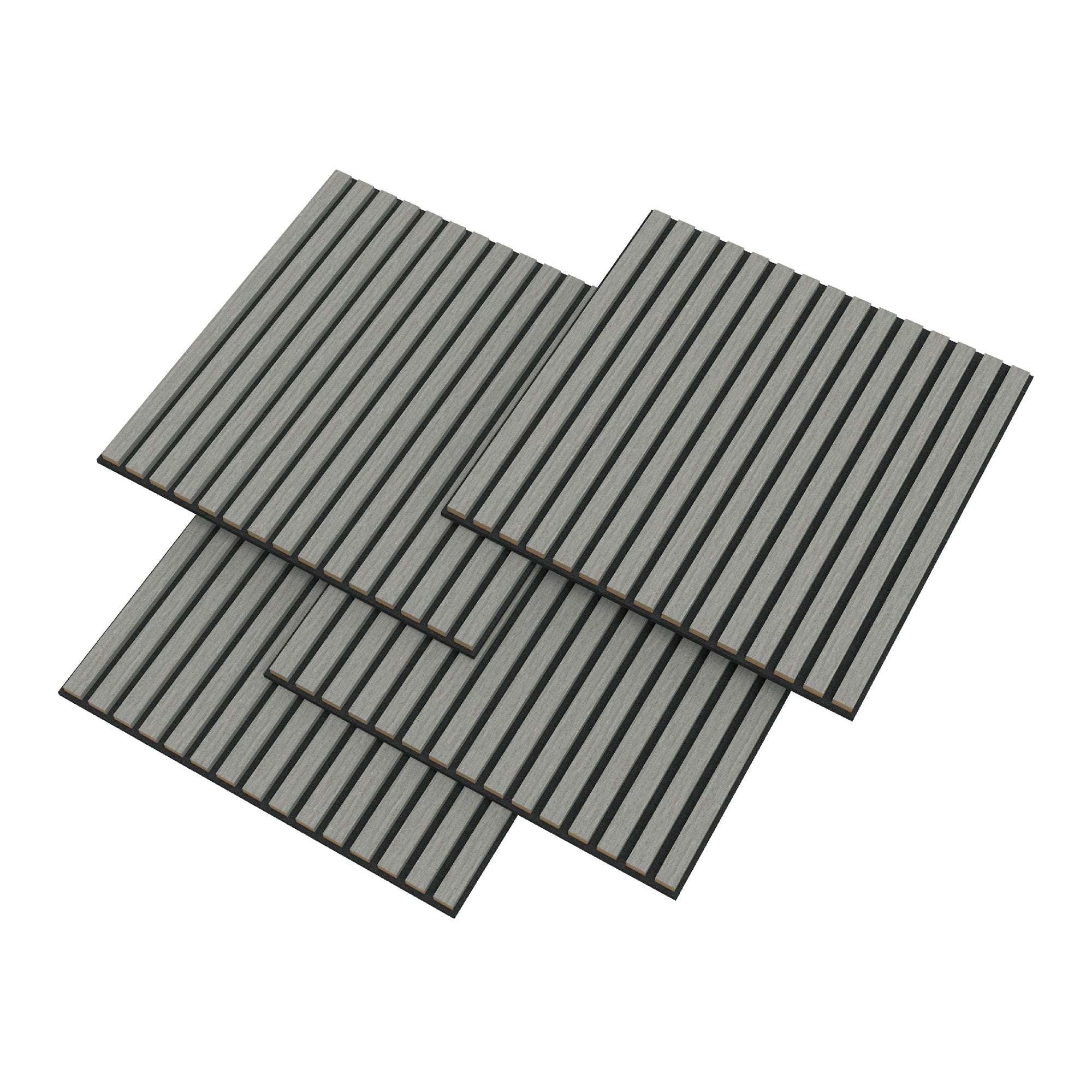 Set Vang di 8 Pannelli Murali 3D Fonoassorbenti 60x60 cm a Listelli Dritti Copertura 2,88 m² - Effetto Rovere Grigio