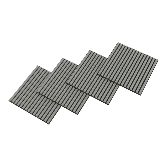 Set Vang di 12 Pannelli Murali 3D Fonoassorbenti 60x60 cm a Listelli Dritti Copertura 4,32 m² - Effetto Rovere Grigio