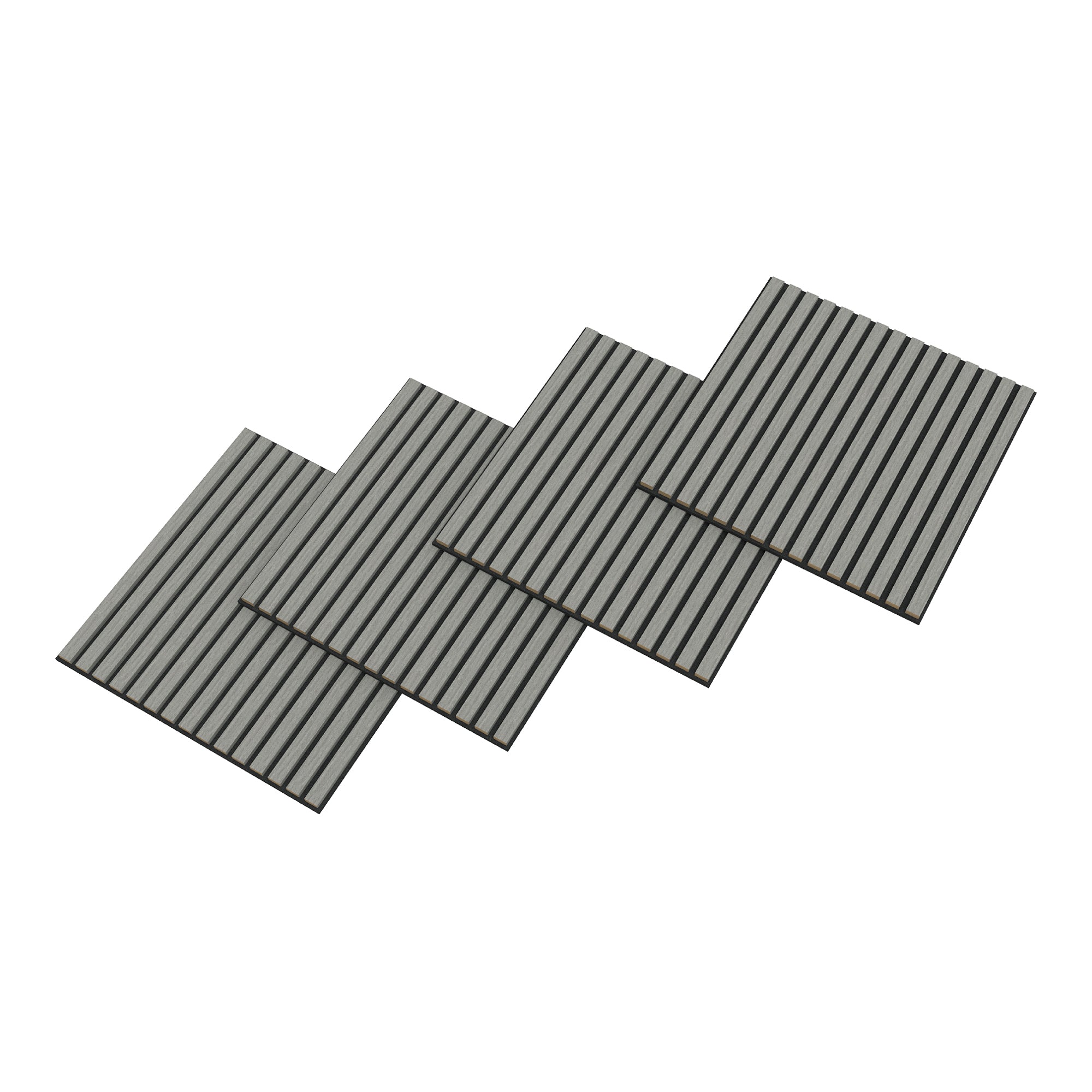 Set Vang di 16 Pannelli Murali 3D Fonoassorbenti 60x60 cm a Listelli Dritti Copertura 5,76 m² - Effetto Rovere Grigio
