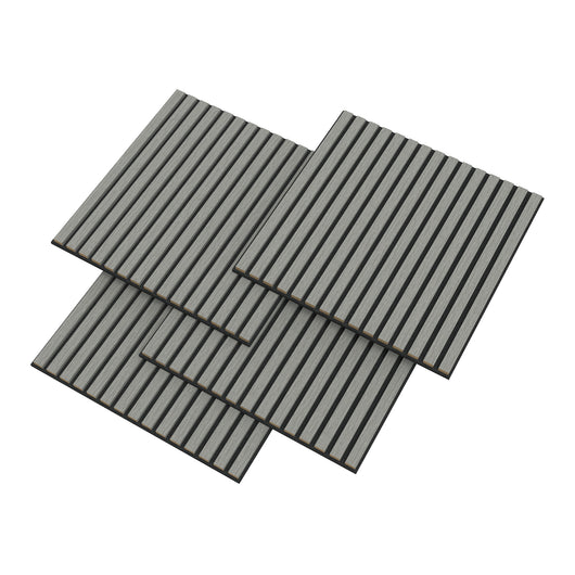 Set Vang di 16 Pannelli Murali 3D Fonoassorbenti 60x60 cm a Listelli Dritti Copertura 5,76 m² - Effetto Rovere Grigio