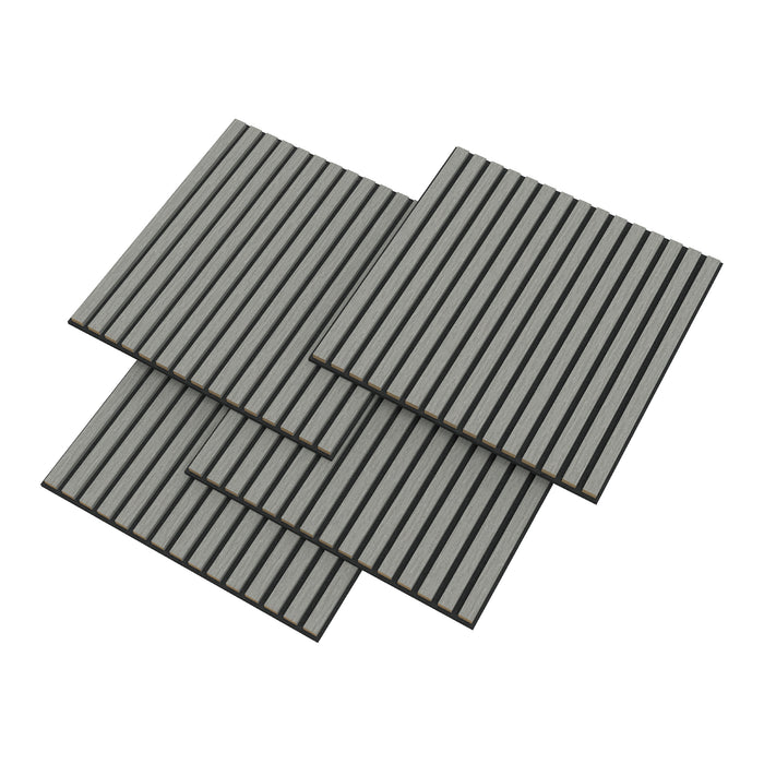 Set Vang di 16 Pannelli Murali 3D Fonoassorbenti 60x60 cm a Listelli Dritti Copertura 5,76 m² - Effetto Rovere Grigio