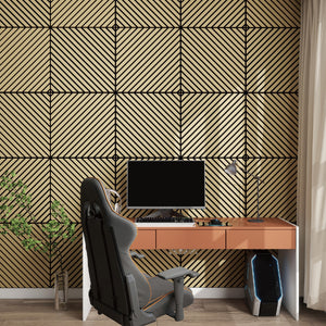 Set Vang di 16 Pannelli Murali 3D Fonoassorbenti 60x60 cm a Listelli Diagonali Copertura 5,76 m² - Effetto Rovere