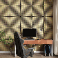 Set Vang di 12 Pannelli Murali 3D Fonoassorbenti 60x60 cm a Listelli Diagonali Copertura 4,32 m² - Effetto Rovere