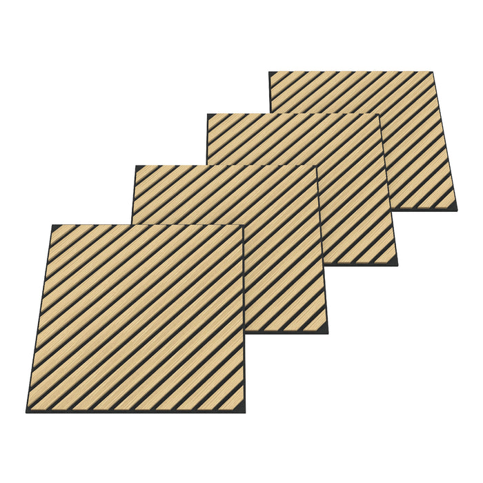Set Vang di 8 Pannelli Murali 3D Fonoassorbenti 60x60 cm a Listelli Diagonali Copertura 2,88 m² - Effetto Rovere