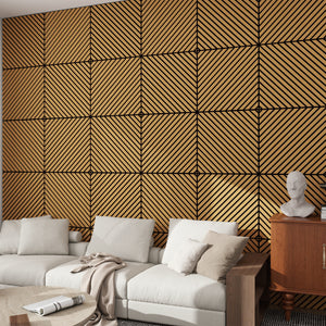 Set Vang di 12 Pannelli Murali 3D Fonoassorbenti 60x60 cm a Listelli Diagonali Copertura 4,32 m² - Effetto Rovere Scuro