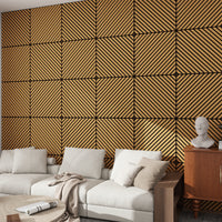 Set Vang di 16 Pannelli Murali 3D Fonoassorbenti 60x60 cm a Listelli Diagonali Copertura 5,76 m² - Effetto Rovere Scuro