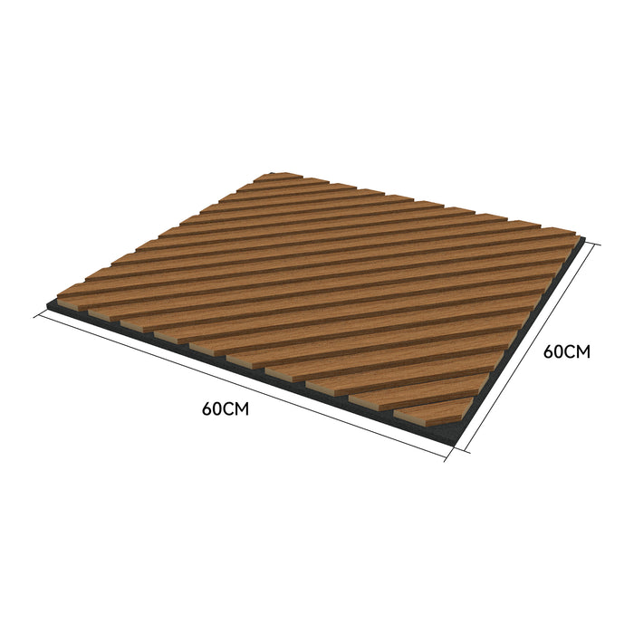 Set Vang di 4 Pannelli Murali 3D Fonoassorbenti 60x60 cm a Listelli Diagonali Copertura 1,44 m² - Effetto Legno Teak