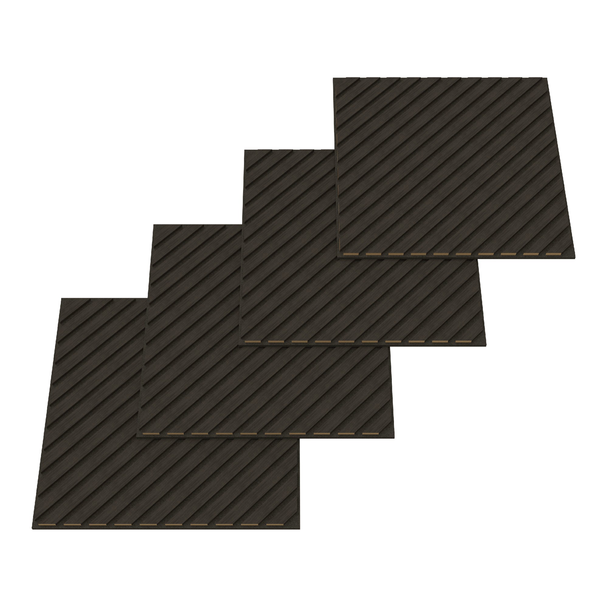 Set Vang di 12 Pannelli Murali 3D Fonoassorbenti 60x60 cm a Listelli Diagonali Copertura 4,32 m² - Effetto Rovere Grigio