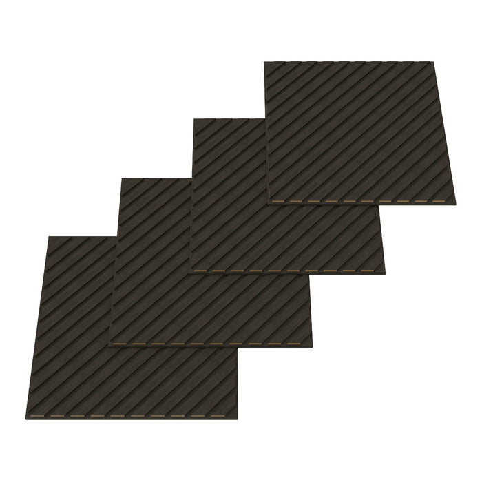 Set Vang di 4 Pannelli Murali 3D Fonoassorbenti 60x60 cm a Listelli Diagonali Copertura 1,44 m² - Effetto Rovere Grigio