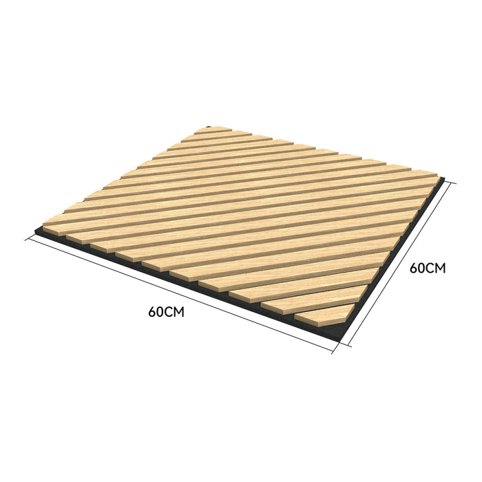 Set Vang di 16 Pannelli Murali 3D Fonoassorbenti 60x60 cm a Listelli Diagonali Copertura 5,76 m² - Effetto Rovere Chiaro