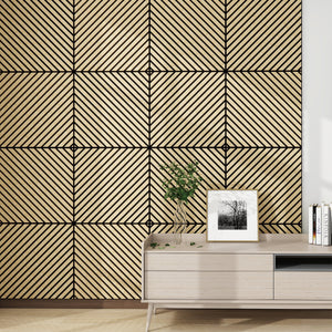Set Vang di 4 Pannelli Murali 3D Fonoassorbenti 60x60 cm a Listelli Diagonali Copertura 1,44 m² - Effetto Rovere Chiaro