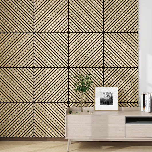 Set Vang di 4 Pannelli Murali 3D Fonoassorbenti 60x60 cm a Listelli Diagonali Copertura 1,44 m² - Effetto Rovere Chiaro