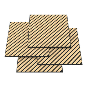 Set Vang di 4 Pannelli Murali 3D Fonoassorbenti 60x60 cm a Listelli Diagonali Copertura 1,44 m² - Effetto Rovere Chiaro