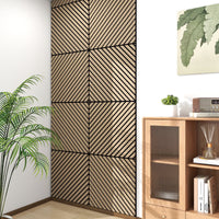 Set Vang di 8 Pannelli Murali 3D Fonoassorbenti 60x60 cm a Listelli Diagonali Copertura 2,88 m² - Effetto Noce Chiaro