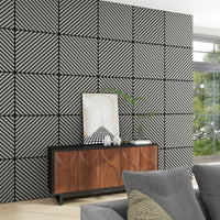 Set Vang di 8 Pannelli Murali 3D Fonoassorbenti 60x60 cm a Listelli Diagonali Copertura 2,88 m² - Effetto Rovere Grigio