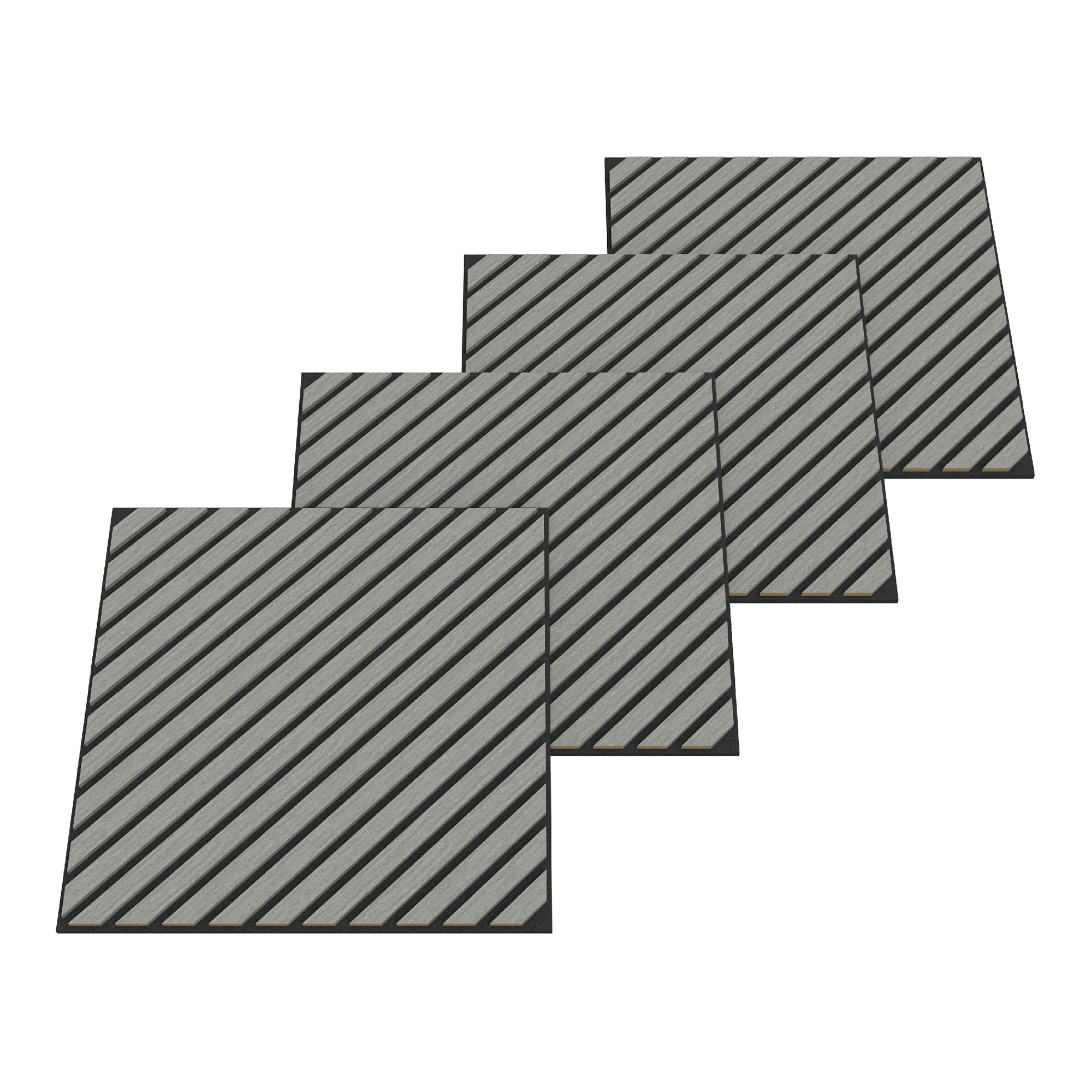 Set Vang di 8 Pannelli Murali 3D Fonoassorbenti 60x60 cm a Listelli Diagonali Copertura 2,88 m² - Effetto Rovere Grigio