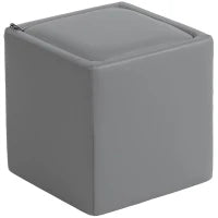 Pouf Contenitore con Coperchio in Ecopelle, 40 x 40 x 40 cm, Grigio