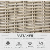 Set 4 Pz Salotto da Esterni in Rattan con 1 Divano, 2 Poltrone e 1 Tavolino, Kaki e Beige