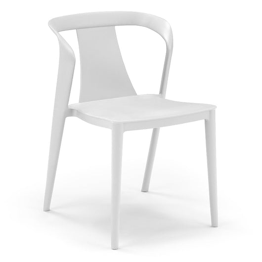 Set 4 sedie in polipropilene modello ALBA, impilabile, idrorepellente, resistente ai raggi UV, design moderno ideale per sala da pranzo, cucina, sala d’attesa, bar, ristoranti, giardino, colore Bianco
