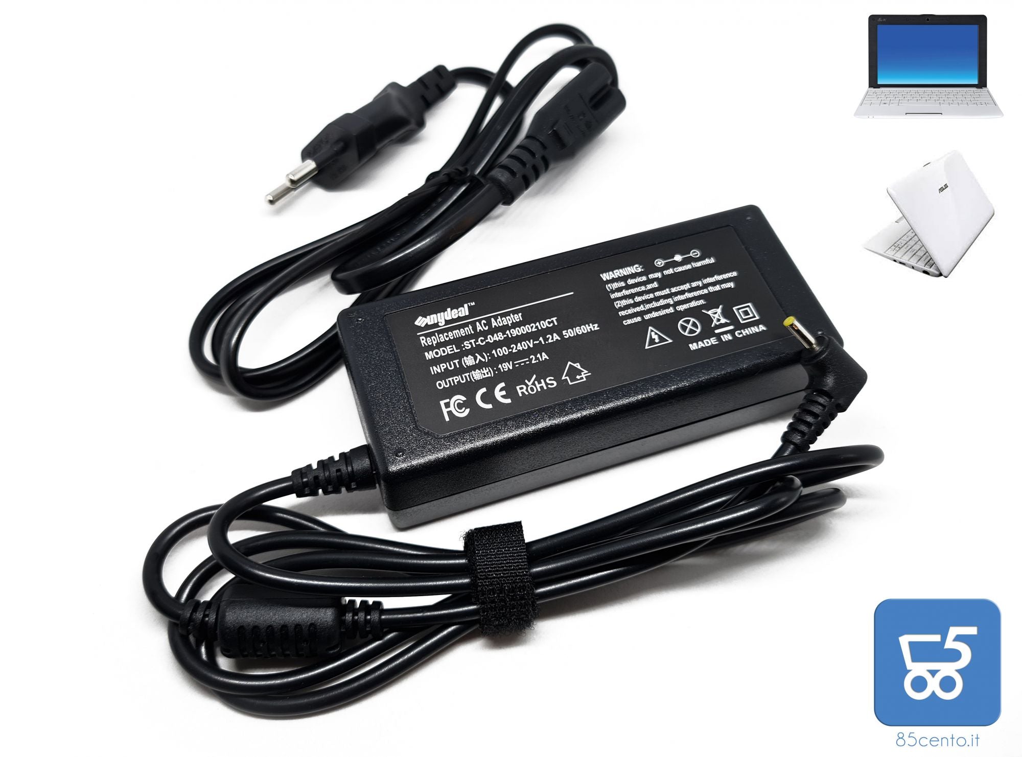 Alimentatore 19V 2.1A 40W 2.5X0.7mm compatibile Asus Netbook Eee PC Zenbook