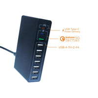 Alimentatore Caricabatterie USB da Muro 65W 2 USB Type C PD 1 USB QC3,0 7 USB Smart