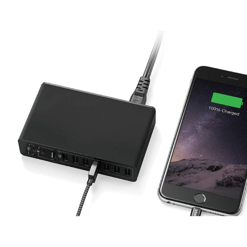 Alimentatore Caricabatterie USB da Muro 65W 2 USB Type C PD 1 USB QC3,0 7 USB Smart