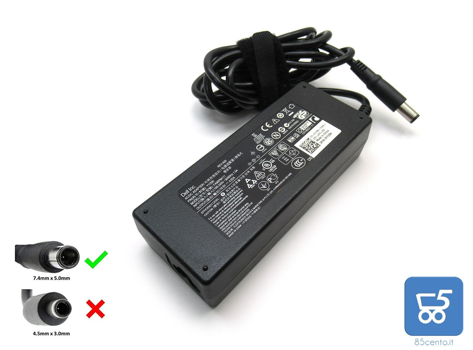 Alimentatore DELL ORIGINALE 19.5V 4.62A 90w FA90PM111 Latitude XPS Vostro Workstation Spinotto 7.4x5.0mm