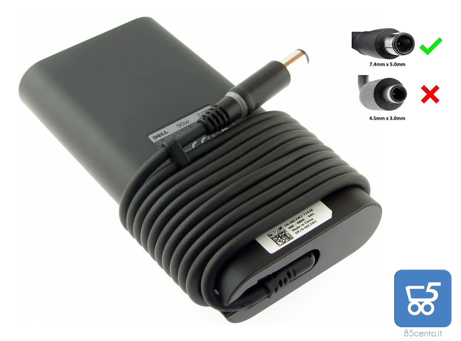 Alimentatore Originale DELL 90W 19,5V 4,62A LA90PM130 per Laptop Connettore Tondo 7,4x5,0mm Ex Demo