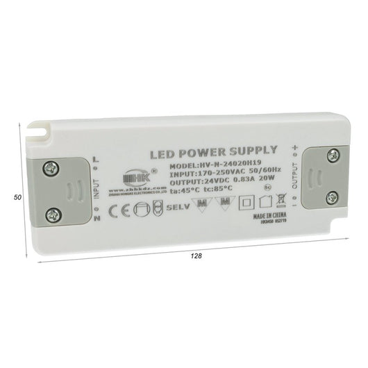 Alimentatore Trasformatore CV 20W 24V 0,83A Super Slim Solo 16mm Spessore