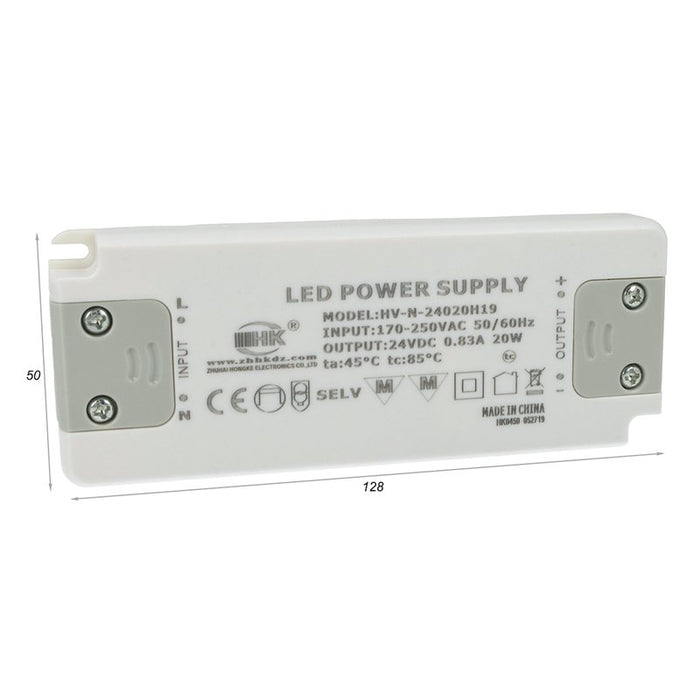 Alimentatore Trasformatore CV 20W 24V 0,83A Super Slim Solo 16mm Spessore