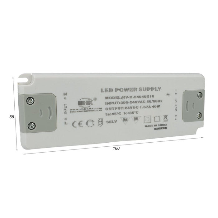 Alimentatore Trasformatore CV 40W 24V 1,67A Super Slim Solo 19mm Spessore