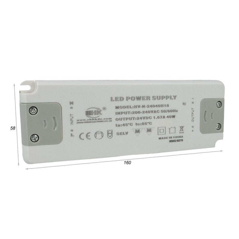 Alimentatore Trasformatore CV 40W 24V 1,67A Super Slim Solo 19mm Spessore