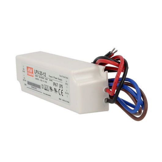 Alimentatore Trasformatore CV MW MEAN WELL LPV-20-12 Impermeabile IP67 12V 20W 1,67A Input 220V e 110V