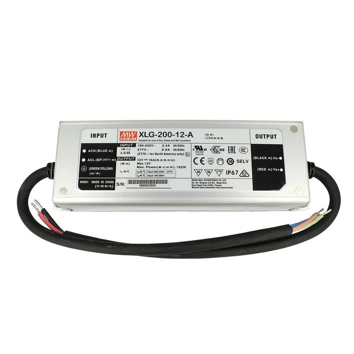 Alimentatore Trasformatore MW MEAN WELL Impermeabile IP67 12V 192W 16A XLG-200-12-A